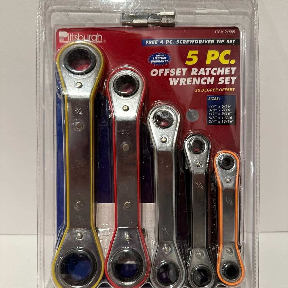 Rare Pittsburgh 5 PC Offset Ratchet Wrench Set